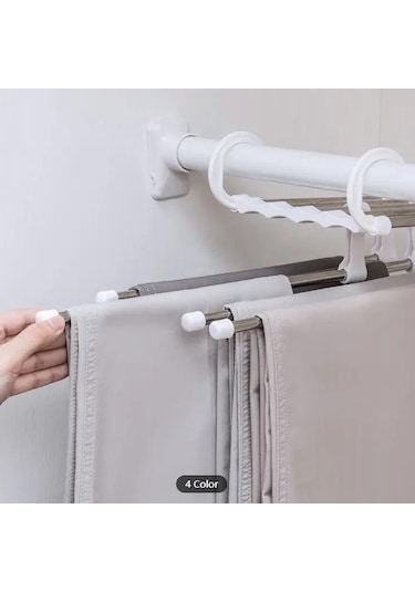 Siyah 5 In 1 Sihirli Pantolon Raf Dolap Depolama Organizatör Çok Katmanlı Pantolon Rafı Katlanır Elbise Askısı Dolap Depolama Organizasyonu Siyah