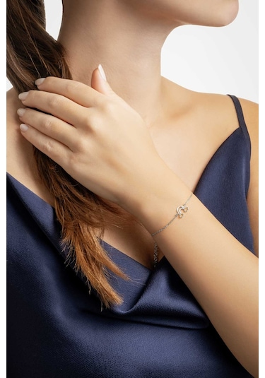 So Chic Gökkuşağı 18 Ayar Beyaz Altın Kaplama 20 Cm Gümüş Bileklik Rodyum