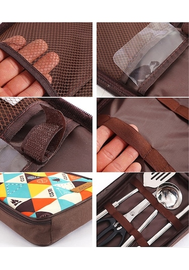 Pazly Taşınabilir Pişirme Aletleri Düzenleyici Çantası Dış Mekan Bbq Kamp Mutfağı Depolama Çok Renkli