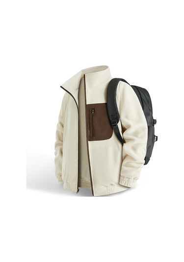 Yeni Gündelik İş Çok Yönlü Dik Yaka Çift Taraflı Erkek Ceketi Beyaz