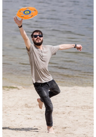 Frisbee Frizbi Fırlatma Diski Disk Atma Oyunu Çocuk Yetişkin Plaj Bahçe Oyuncak 24 cm Turuncu