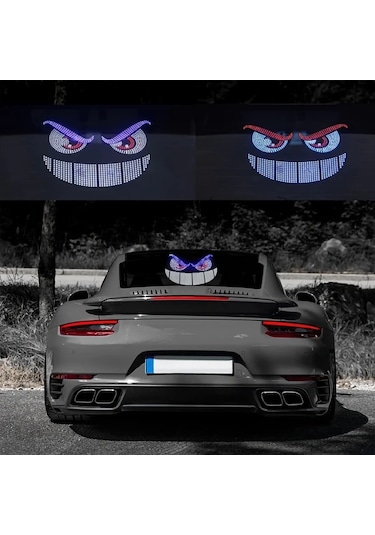 Willowhaven 3 Adet Akıllı Led Araba Dekoratif Işıkları Red White 11 Mod Renkli Işık Modları Şeytan Gözü Dinamik İfade Ekranı Usb Fişli Araba Çıkartma Işıkları