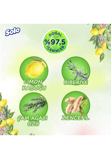 Solo Doğal Hijyen Limon&biberiye Islak Mendil 12'li 600 Yaprak
