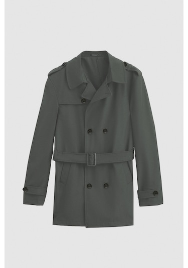 Ds Damat Regular Fit Haki Apoletli Beli Kemerli Pardösü/Trenckot 1hf08ort00013 Haki