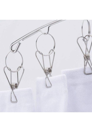 Paslanmaz Çelik Askılık - Çorap Kurutma Askısı - Havlular, İç Çamaşırları Ve Eşarplar İçin 10 Tutucu Klipsli Diğer