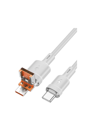 Hoco. U131 1.2m 2in1 Usb Ve Type-c To Type-c Şarj Data Kablosu - Gri