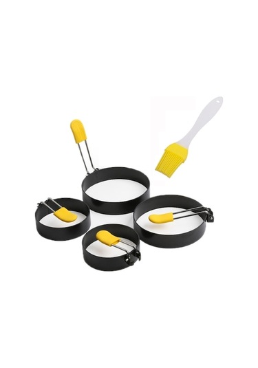 Dancemonkey 4 Adet Yumurta Halkaları Yapışmaz Kalıp Yumurta Kalıpları Siyah