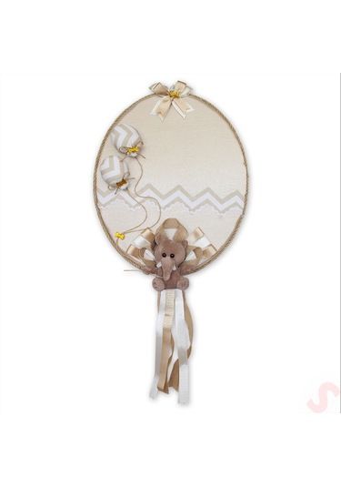 Pelüş Fil Süslemeli, 42cm Oval Kapı Süsü Çok Renkli