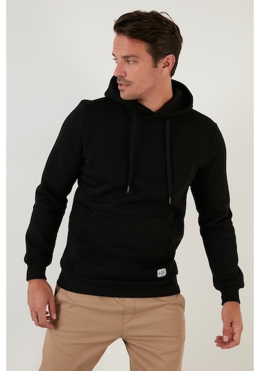 Buratti Regular Fit Kapüşonlu Kanguru Cepli Içi Tüylü Yumuşak Şardonlu Erkek Sweat 5905281 Siyah