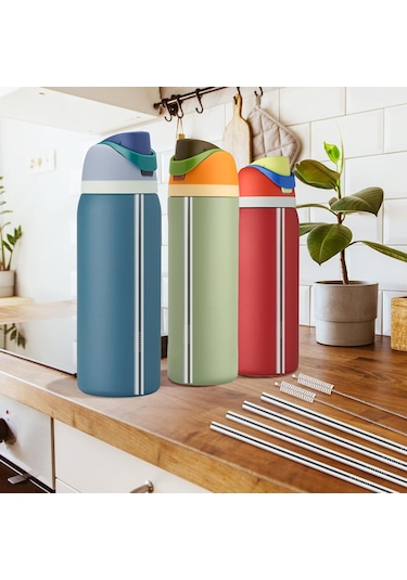 Fosenze 24-32 Oz Su Bardakları İçin Paslanmaz Çelik Yeniden Kullanılabilir Metal Pipetler 2 Adet Temizleme Fırçası İçerir