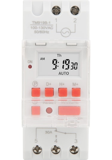 Vkemall 7 Günlük Programlanabilir Lcd Zamanlayıcı, 30a 100-130v Ac, 16 Açma/kapama, Cr2450 Pil İle Dın Ray Montajlı Zaman Kontrolü Anahtarı