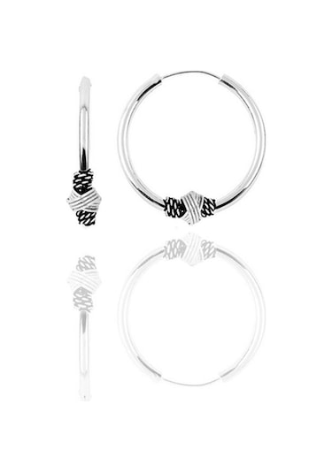 Gümüş 14 Mm Işlemeli Halka Küpe N11.32854