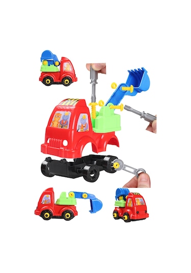 Eğitici Sök Tak Oyuncak Pilli Matkaplı 45 Parça Araç Tamir Seti Kepçe Ve Yeşil Motor