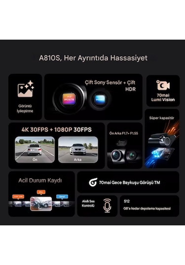 70mai A810s Ön Kamera + Rc24 Arka Kamera