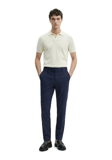 Düz Kumaş Slim Fit Klasik Erkek Pantolon Rafael Lacivert