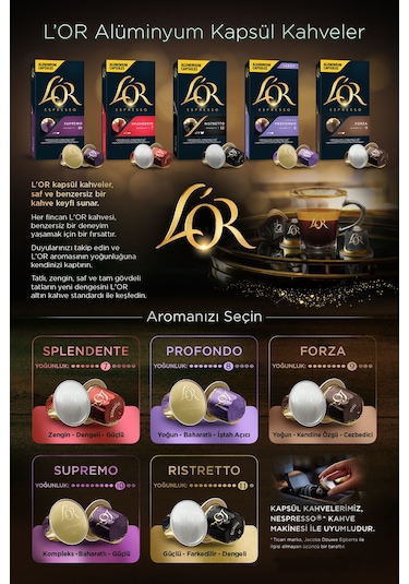 L'or Splendente Intensity 7 Nespresso Uyumlu Alüminyum Kapsül Kahve 10 Adet