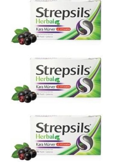 Strepsils Herbal Kara Mürver Aromalı 16 Pastil 3'lü
