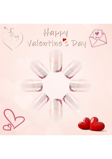 Kısa Parlak Günlük Tırnak Sanatı Kalp Avrupa Kare Tırnak Parçası Tatlı Aşınma Tırnak 24 Parça Takma Takma Tırnaklar Dahil Aletler Ys485