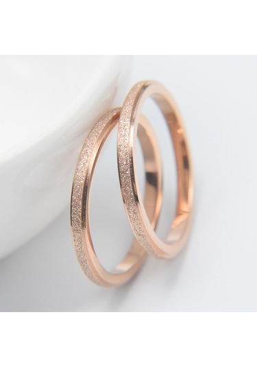 Rose Gold Basit Fırçalama Paslanmaz Çelik Kadın Yüzük Genişliği Gül Altın Renk Parmak Hediye Kız Takı Için 6mm-4