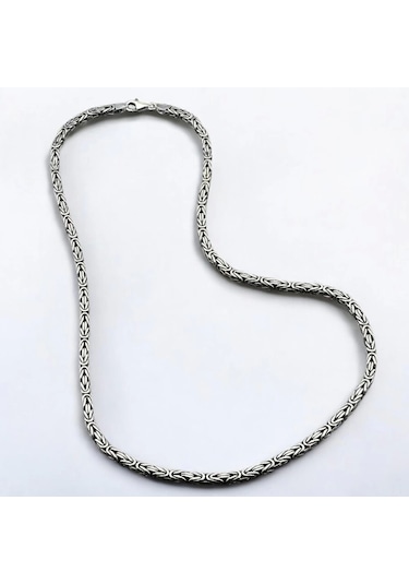İpek Silver 925 Ayar Gümüş Kare Kral Zincir 3 Mm