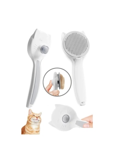 Coofbe Otomatik Temizlenen Kedi Köpek Tarağı Beyaz