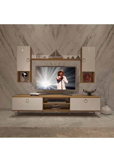 Decoraktiv Eko 5da Mdf Dvd Gold Tv Ünitesi Tv Sehpası Pera - Beyaz
