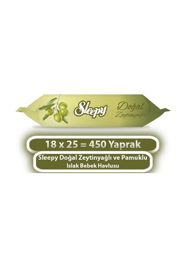 Sleepy Doğal Zeytinyağlı Ve Pamuklu Islak Bebek Havlusu 18X25