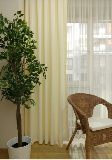 Evdepo Home Krem Düz Renk Soft Fon Perde Tek Kanat (539613490) Krem