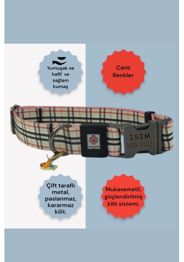 İsimli Köpek Tasması, Orta Ve Büyük Irk, Metal Kilitli Brbrmtl