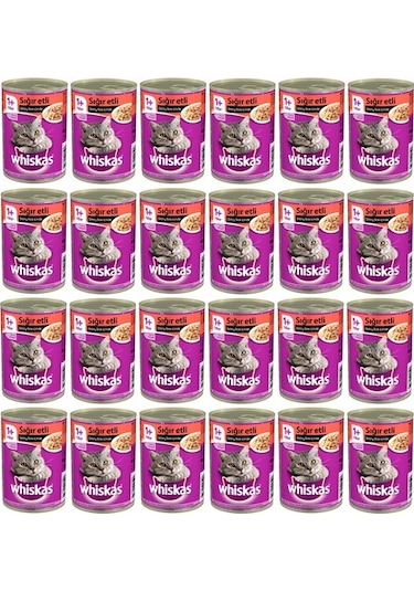 Whiskas Sığır Etli Konserve Yetişkin Kedi Maması 24 x 400 G