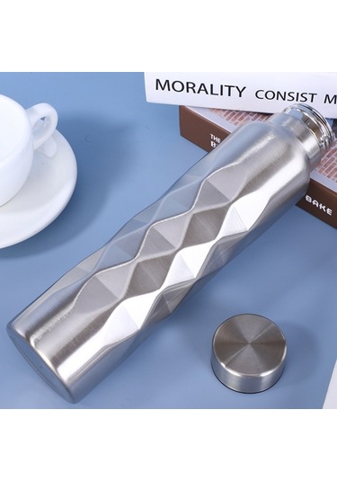 Paslanmaz Çelik Gri 1000 ml Spor Matara Suluk cin338