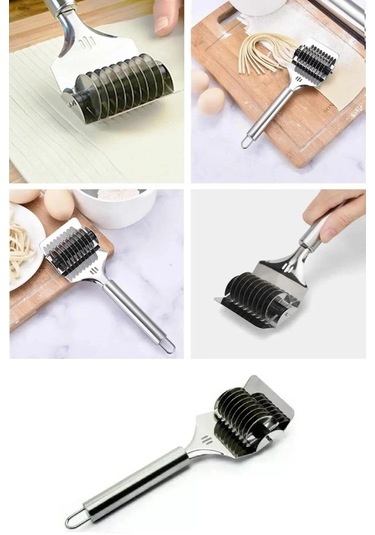 Rotanev Paslanmaz Çelik Erişte Makinasi Makarna Kesici Dilimleyici Kafes Rulo Hamur Kesici Gri