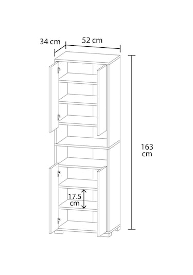 Tokyo No 1 Raflı 4 Kapaklı Mutfak Dolabı
