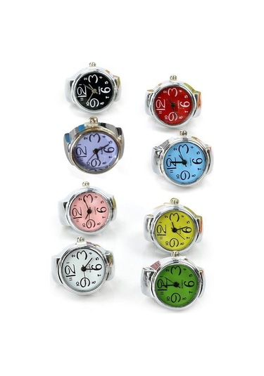 Mavi İzle Yüzük Erkekler Kadınlar Için Parmak Yuvarlak Kuvars Takı Paslanmaz Çelik Yüzük Sevgilisi Çifti Saatler Mavi