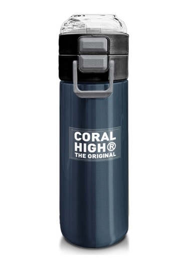 Coral High Çelik Matara Termos/suluk 31998 - 500ml, Erkek Çocuk - Lacivert Turuncu Çizgili Çok Renkli