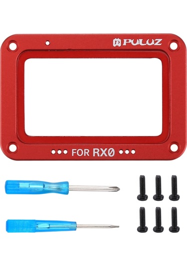 Puluz Alüminyum Alaşımlı Alev + Sony Rx0 / Rx0 Iı İçin Temperli Cam Lens Koruyucu, Vidalar Ve Tornavidalar İle Kırmızı