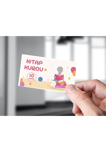 Kitap Kurdu Kartı 50 Adet 5x8 Cm
