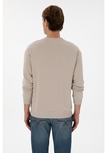 U.S. Polo Assn. Erkek Comfort Fit Bisiklet Yaka Taş Basic Sweatshirt 50313760-VR049