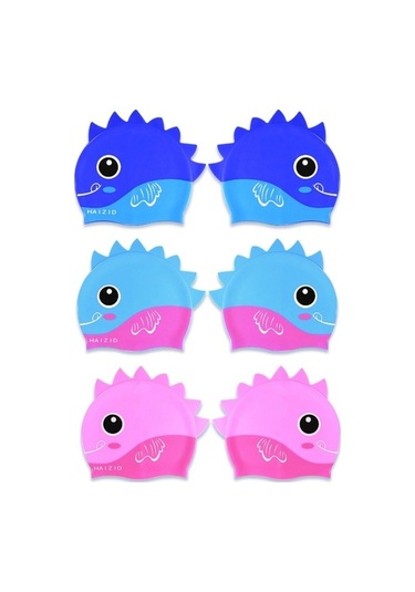 Dm Sevimli Karikatür Su Geçirmez Silikon Çocuk Yüzme Kap Balık Terazisi Kraliyet Mavi Mavi