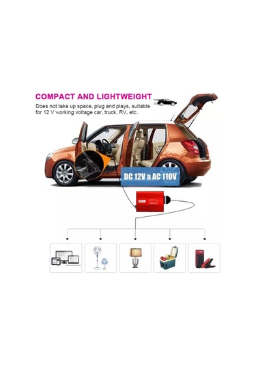 Mufunye 150w Araba İnvertörü 12v İla 110v Modifiye Sinüs Dalgası Güç Dönüştürücüsü Otomobil Elektrik İnvertörü Transformatörü 2 Usb Portlu Araba Kamyonet Karavan İçin