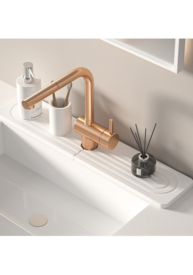 Symbee Diyatom Toprak Lavabo Su Emici Pad - Hızlı Kuruyan Mutfak/banyo Tezgahı Koruyucu - Koyu Gri 40x10cm Koyu Gri