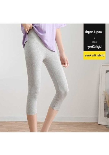 Tongxida Açık Gri Modal Tayt - Diz Boyu/kalça 70cm - 60-70kg Kadın Spor Tayt - Yoga Pantolon/ Açık Gri