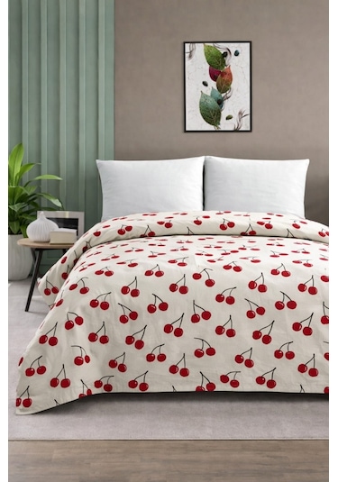 Çift Kişilik Pike Yatak Örtüsü %100 Pamuk 220x230 Krem