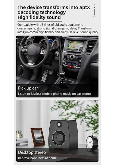 Aux Ses Bluetooth Alıcısı Kayıpsız Ses Adaptörü Rca Hoparlör 5.0 B