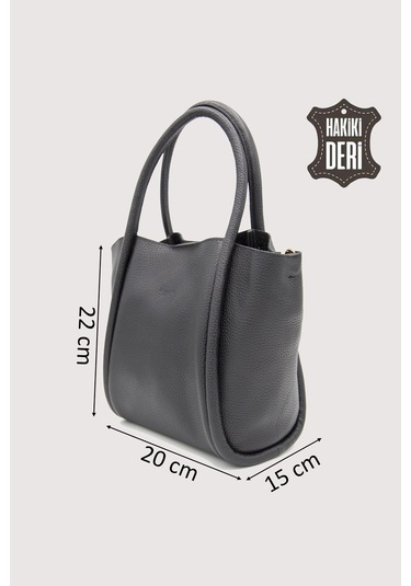 Hakiki Deri Kadın Organizerlı El Çantası Siyah Smr9206 Siyah