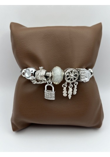 Arnes Jewelry Çelik Zirkon Taşlı Anahtarlı Bileklik Ar130nes Silver