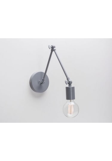 Riolight Retro,vintage,modern Gri Üç Mafsallı 1xe27 Duylu Metal Duvar Aplik Gri