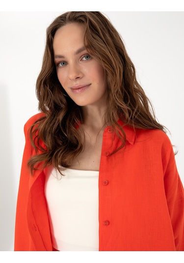 Pierre Cardin Kadın Kırmızı Gömlek Desenli 50301078-vr030 Kırmızı