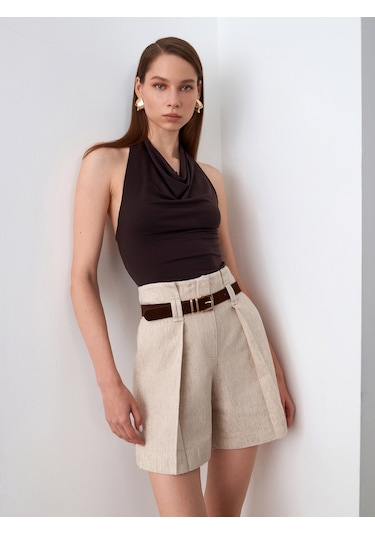 Dilvin 32973 Degaje Yaka Top-koyu Kahve