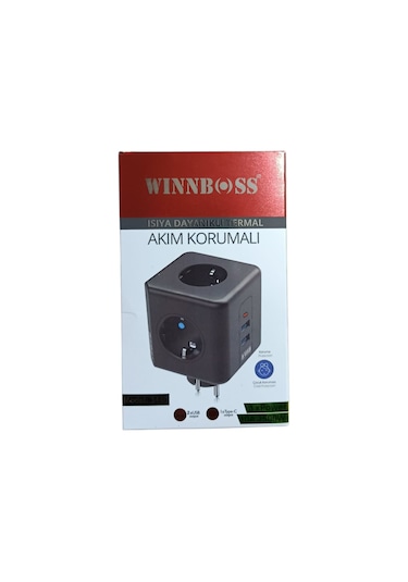 Winnboss 3'lü Priz + 3'lü Usb Type-c Çıkışlı Akım Korumalı Küp Priz Çocuk Korumalı 0
